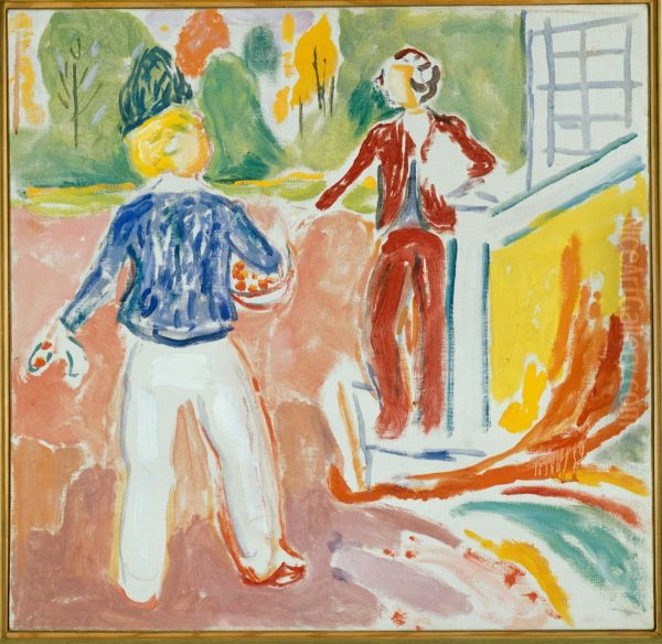 Two Women by the Veranda Steps - view 1