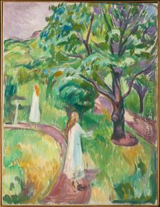 Two Women in White Dresses in the Garden by Edvard Munch
