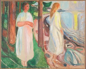 Two Women in White on the Beach by Edvard Munch
