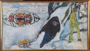 Uphill with a Sledge by Edvard Munch