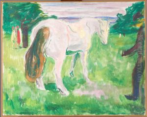 White Horse in a Green Meadow by Edvard Munch