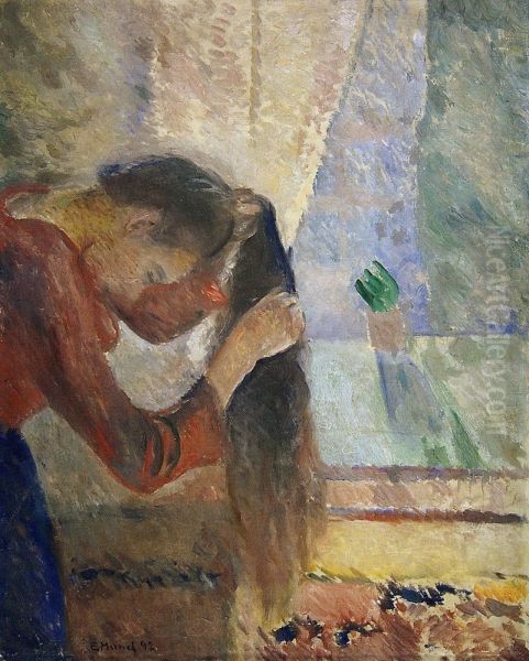 Woman Combing her Hair - view 1