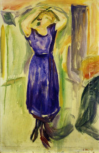 Woman in a Blue Dress with her Arms over her Head Woman in a Blue Dress with her Arms over her Head