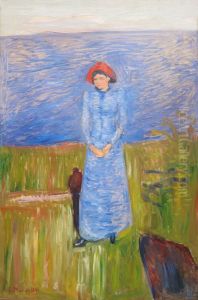 Woman in Blue against Blue Water by Edvard Munch