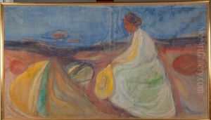 Woman in White Sitting on the Beach by Edvard Munch
