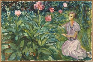 Woman with Peonies by Edvard Munch