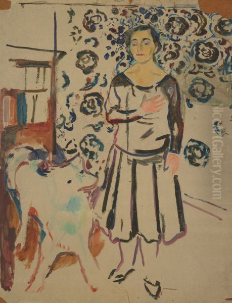 Woman with Samoyed - view 1