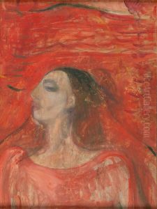 Woman Against a Red Background by Edvard Munch