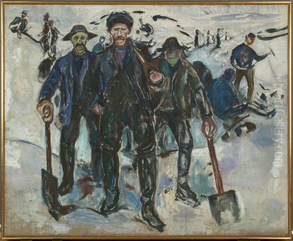 Workers in Snow - view 1
