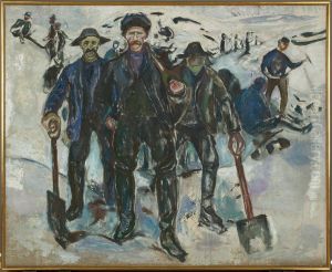 Workers in Snow by Edvard Munch