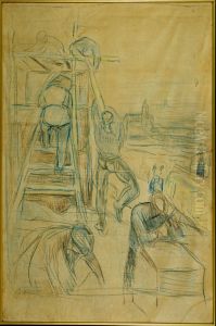 Workers on the Construction Site by Edvard Munch