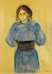 Young Woman in Blue by Edvard Munch