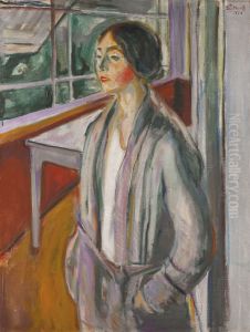 Junge Frau auf der Veranda by Edvard Munch