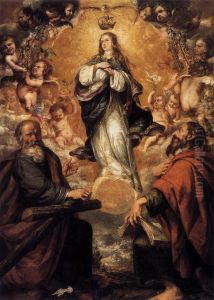 Virgin of the Immaculate Conception with Sts Andrew and John the Baptist by Juan De Valdes Leal