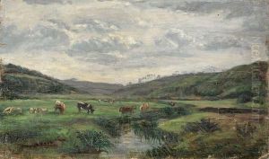 Vaches S'abreuvant by Louis Hilaire Carrand