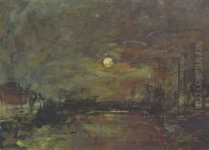 Abenddammerung uber dem Hafen von Le Havre by Eugene Louis Boudin