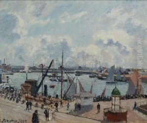 The Anse des Pilotes, Le Havre, Morning, Sunshine, Tide Rising by Camille Pissarro