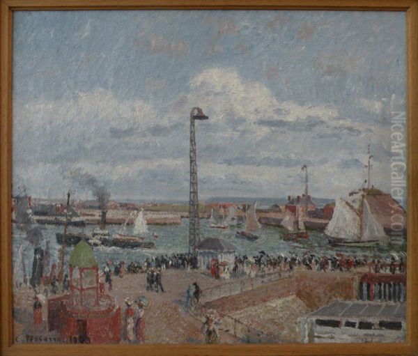 L'anse des pilotes au Havre. Haute mer. Apres-midi. Soleil;Avant port du havre. L'Anse des Pilotes. Le bateau d'Honfleur rentrant au Havre(ancien titre) - view 1