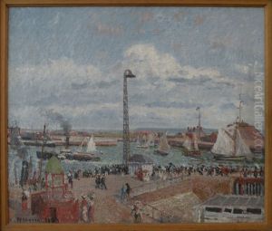 L'anse des pilotes au Havre. Haute mer. Apres-midi. Soleil;Avant port du havre. L'Anse des Pilotes. Le bateau d'Honfleur rentrant au Havre(ancien titre) by Camille Pissarro