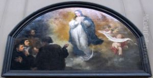 La Vierge de l'Immaculee Conception avec six figures d'hommes en priere by Bartolome Esteban Murillo