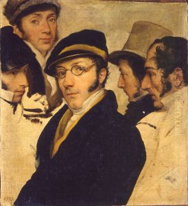 Autoritratto in un gruppo di amici by Francesco Hayez