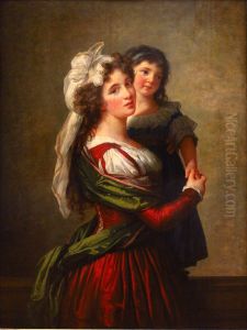 Madame Rousseau et sa fille. by Elisabeth Louise Vigee Le Brun