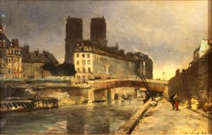 Notre-Dame de Paris, vue du quai Saint-Michel avec le Petit Pont