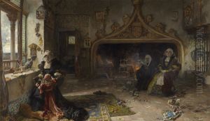 La reina dona Juana la Loca, recluida en Tordesillas con su hija, la infanta dona Catalina by Francisco Pradilla y Ortiz