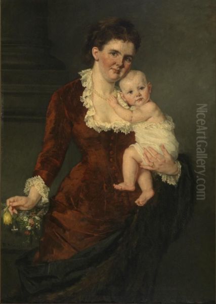 Queen Emma with Princess Wilhelmina on her arm - view 1