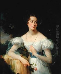 Portrait d'Hortense Baller, future Mme Jacob-Desmalter by Hortense Haudebourt-Lescot