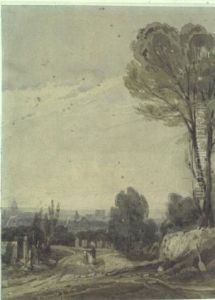 Paris from Pere LachaiseFrancais:Paris vu du Pere Lachaise by Richard Parkes Bonington