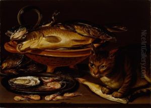 Still life with fish and cat by Clara Peeters