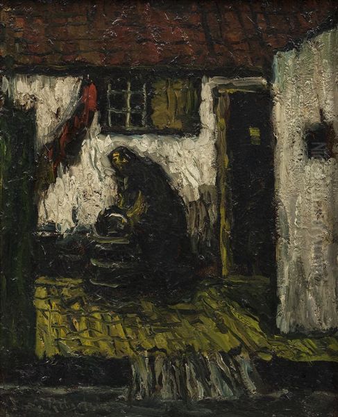 Woman in backyard - view 1