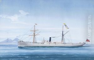 The English Steamship 
Beaconsfield 
 In The Bay Of Naples, Vesuvius Beyond