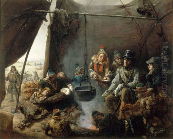 Le duc d'Orleans recu dans un campement de Lapons, aout 1795 - view 1
