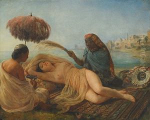 Odalisque eventees par ses esclaves by Francois-Auguste Biard