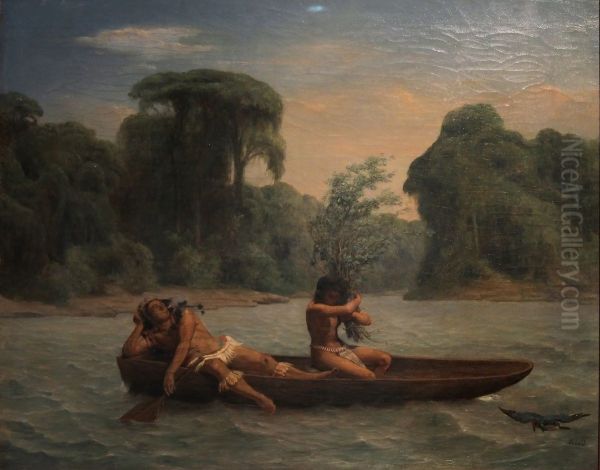Two Indians in a Canoe - view 1