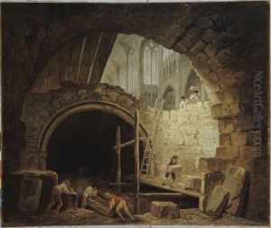 La Violation des caveaux des rois dans la basilique de Saint-Denis, en octobre 1793 by Hubert Robert