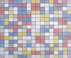 dambordcompositie heldere kleuren by Piet Mondrian