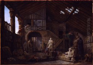 Studio of an Antiquities Restorer in Rome by Hubert Robert