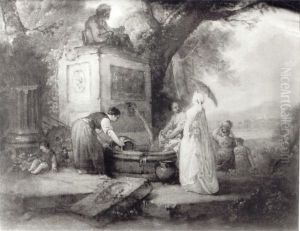Scene at a Well. by Hubert Robert
