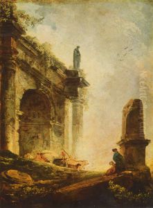 Antike Ruinen (Titus Bogen in Rom) by Hubert Robert