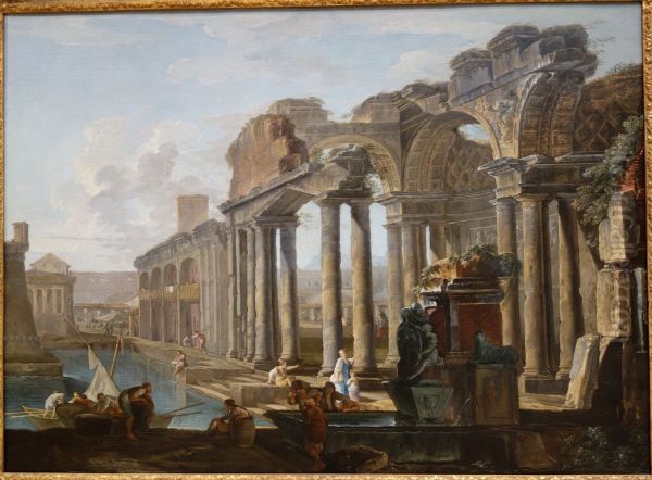 Capriccio of Classical Ruins with Boats - view 1