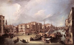 Der Canal Grande in Venedig mit der Rialtobrucke by Canaletto
