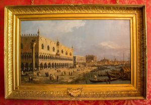 The Doges Palace and Riva degli Schiavoni in Venice by Canaletto