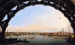 Seen Through an Arch of Westminster Bridge by Canaletto
