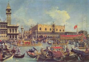 The Bucintoro Returning to the Molo on Ascension Day by Canaletto