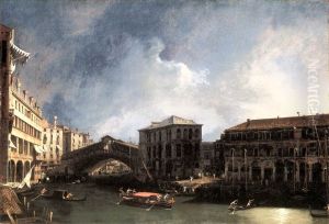 The Grand Canal near the Ponte di Rialto by Canaletto