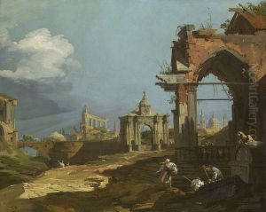A Capriccio View with a Pointed Arch by Canaletto