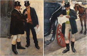 Jean Carre , Studies Of Coachmen, A Pair, Both Signed And Dated 1903 by Georges Henri Carre